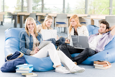 Group of young students at high school