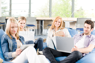 Group of young students at high school