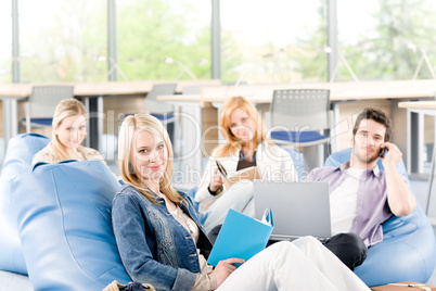 Group of young students at high school