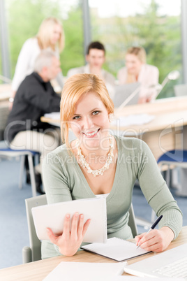 Young business students - businesswoman in front