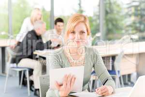 Young business students - businesswoman in front