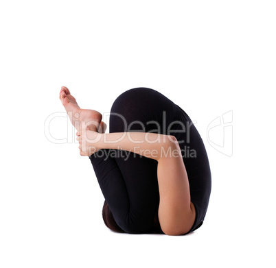 woman exercise yoga pose - halasana isolated
