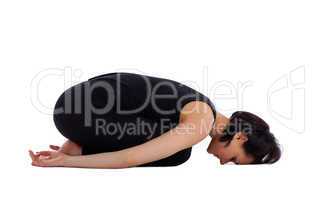 woman exercise yoga asana - child pose isolated