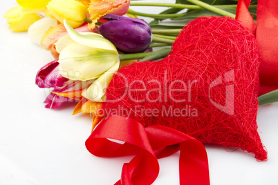 Tulips and red heart