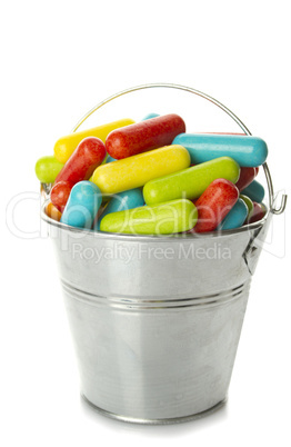 Colored candy in the bucket