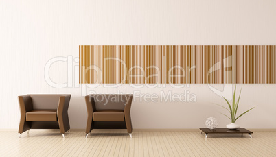 Modern interior of room 3d render