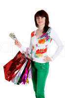 Beautiful happy woman with shopping bags