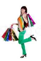 Beautiful happy woman with shopping bags