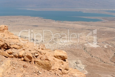 Rocky desert landscape near the Dead Sea in Israel