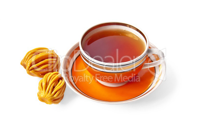 Tea in an orange cup