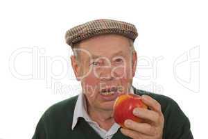 Senior mit Apfel