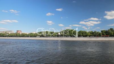Travel along river bank in Moscow