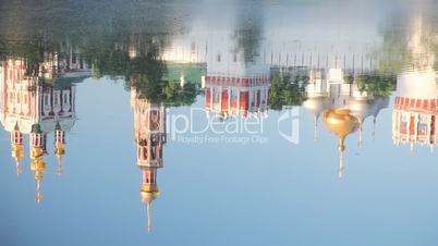 Reflection of Novodevichy Convent during sunrise time