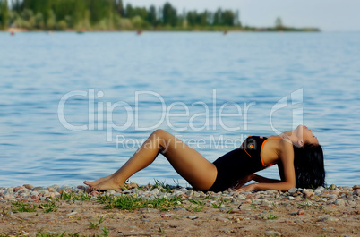 Lady resting on the beach