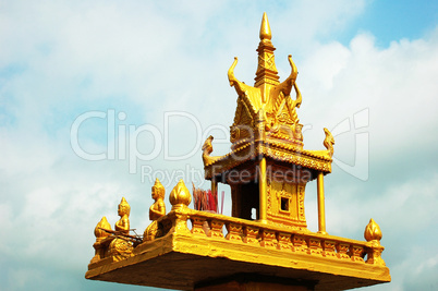 Golden shrine against sky in Cambodia