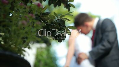 bride and groom kissing