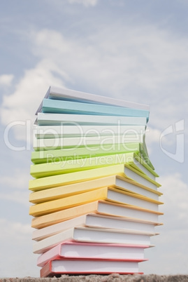 Stack of the books laying outdoors