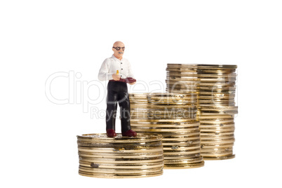 Elderly Man Toy and Coins