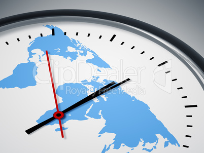 clock with world map