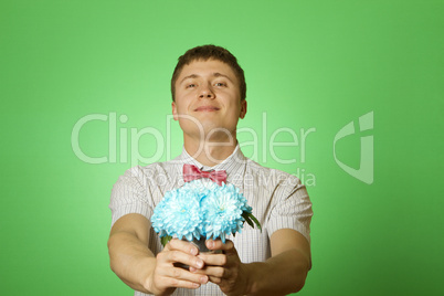 Man Holding Flowers