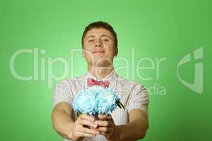 Man Holding Flowers