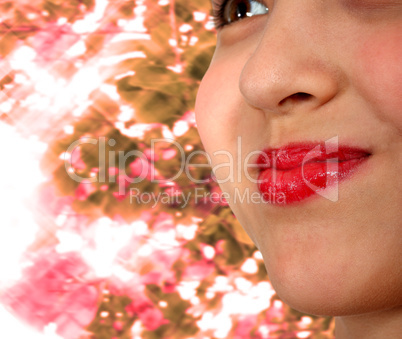 Smiling Girl With Sparkling Sunlight Background