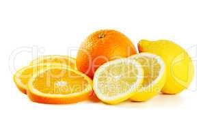 Orange und Zitrone mit Scheiben