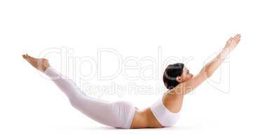 woman exercise yoga pose isolated
