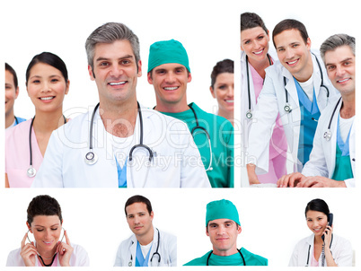 Collage of young doctors and surgeons