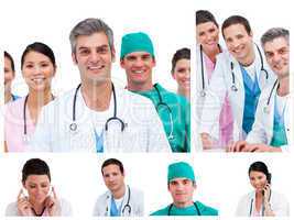 Collage of young doctors and surgeons