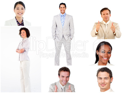 Collage of smilling business people