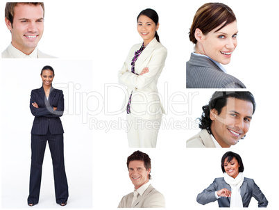 Collage of cheerful business people