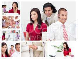 Collage of working business people