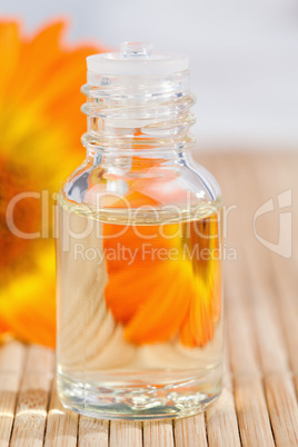 Glass phial and a sunflower