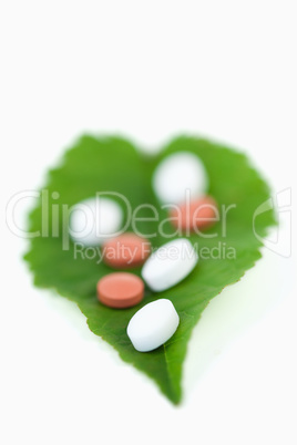 Pills on a leaf