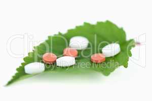 Pills on a leaf