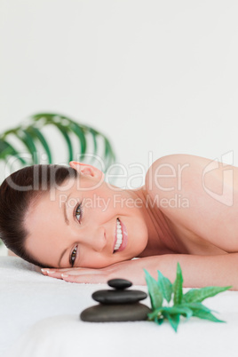 Close up of a happy young woman in a spa