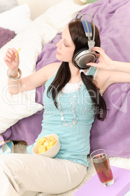 Young happy student relax listen to music Young happy student relax listen to music