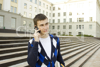 Modern student talking on a mobile phone