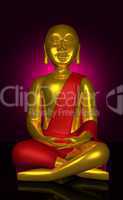 Buddha Wandbild Rot Gold