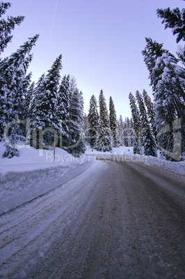 Snowy Landscape of Dolomites Mountains during Winter