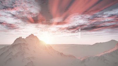 (1258P) Majestic Remote Wilderness Snow Mountains Sunrise Landscape