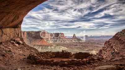 (1260P) Canyon Anasazi Cave Kiva Scenic Timelapse Canyonlands Moab Utah