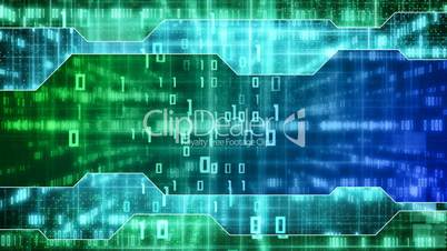 blue green loopable IT background binary signs