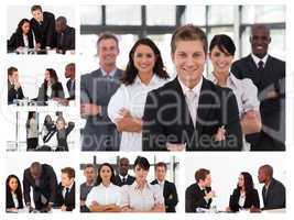 Collage of young businesspeople in different situations