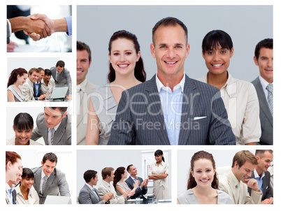 Collage of businesspeople in different situations