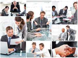 Collage of businesspeople in different situations