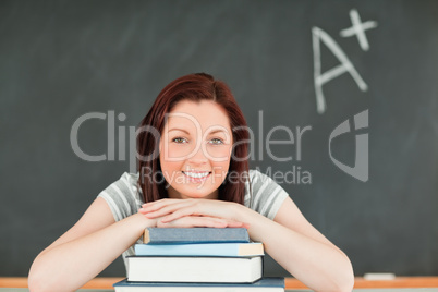 Close up of a studious young woman