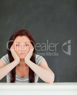 Exhausted student in a classroom