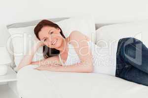 Attractive woman posing while relaxing
